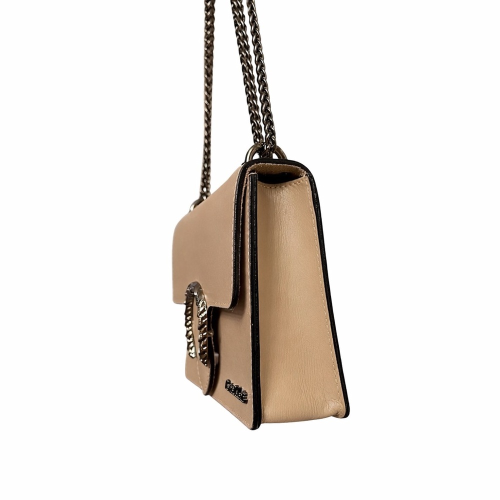 Marina Galanty Tan Crossbody Bag Crafted in Italy Genuine Leather Chain Strap - Picture 5 of 8